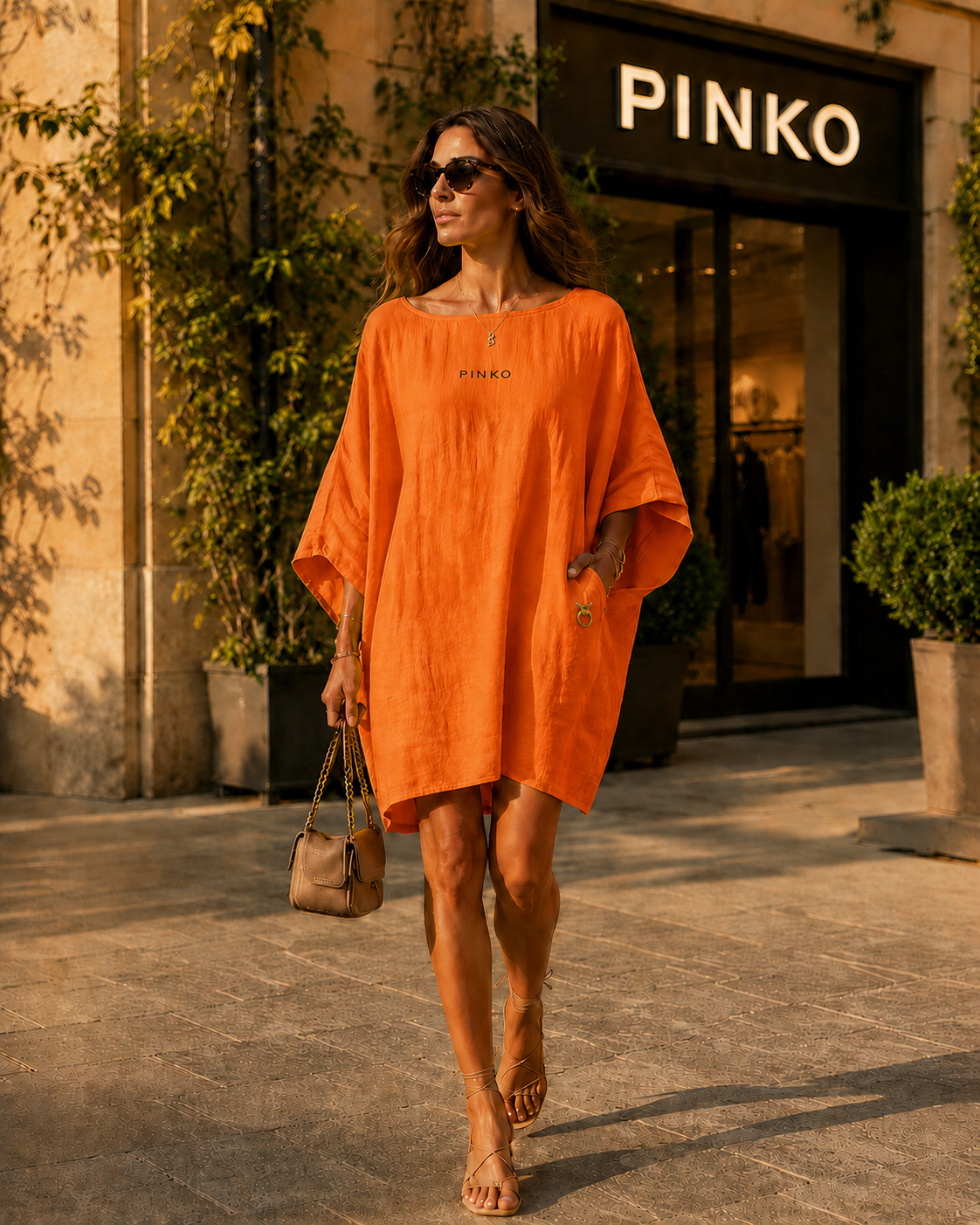 PINKO - Abito midi scollo Bardot morbido