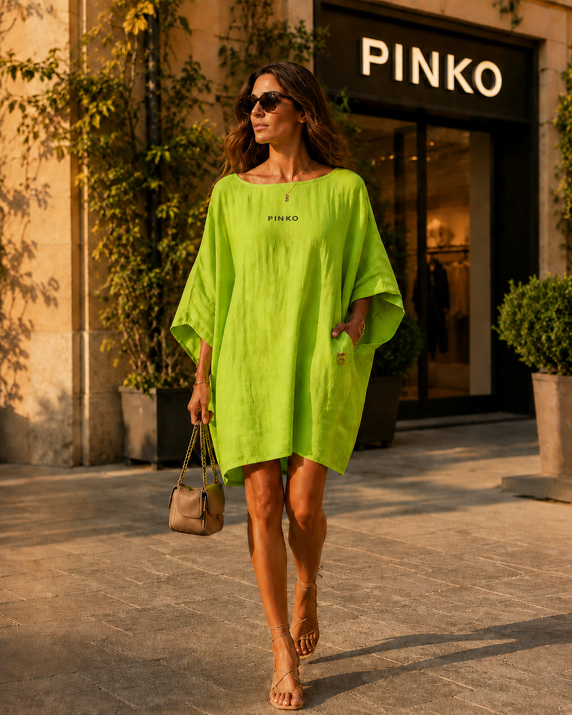 PINKO - Abito midi scollo Bardot morbido